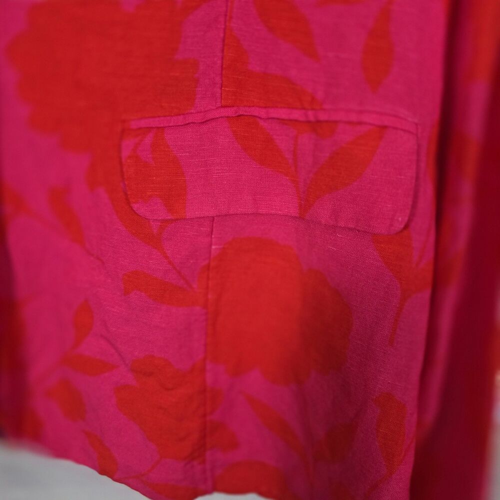 Kate Spade Women's Large Pink- Red Floral Linen Blazer - Picture 8 of 12